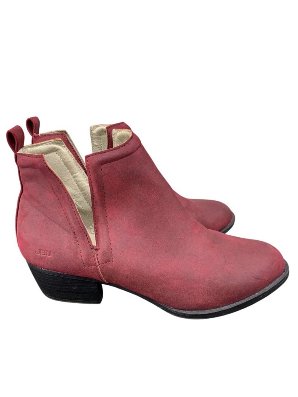 JBU Red Faux Suede Chelsea Ankle Boots  Pull Tabs Womens Size 8 Western-Inspired